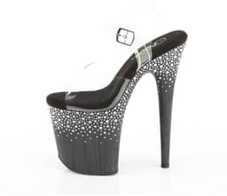 Pleaser - FLAMINGO808SPKL02 Sandaal met enkelband, Paaldans schoenen - US 7 - 37 Shoes - Zwart/Transparant — thumbnail 2