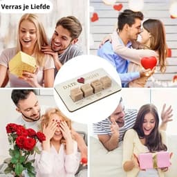 Date Night Dobbelspel - Koppelspel Spel - Romantische Avond - 4 Houten Dobbelstenen - 4 Dobbelstenen - Natuurlijk Hout — thumbnail 2
