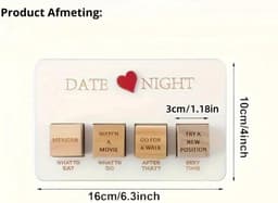 Date Night Dobbelspel - Koppelspel Spel - Romantische Avond - 4 Houten Dobbelstenen - 4 Dobbelstenen - Natuurlijk Hout — thumbnail 4