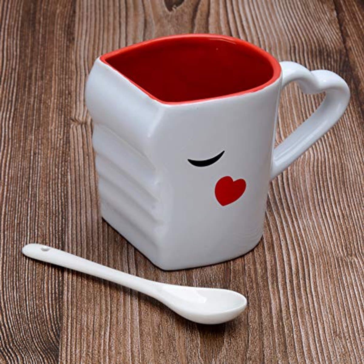 Koppels Mokken - Liefdes Mokken - Romantisch Cadeau - Face Kiss Ontwerp - 2 Stuks 300ml - Wit en Rood — afbeelding 1