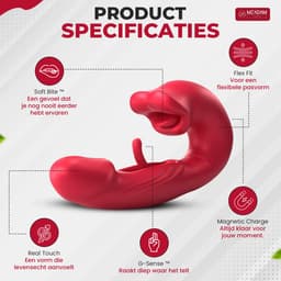 ME'ADAM - 3-in-1 Clitoris en G-Spot Vibrator - Rabbit Vibrator met Tongfunctie - Stil & Krachtig - Sex toys voor vrouwen - Vibrators voor vrouwen - Satisfyer — thumbnail 4