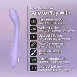 MontAmour Eve – Vibrator voor Vrouwen – G-Spot & Clitoris Stimulator – 10 Vibratiestanden – Oplaadbaar – Waterdicht – Siliconen – Sex Toys voor Vrouwen en koppels - Hygiene - Veilig - Lila - Paars - Massage — thumbnail 4
