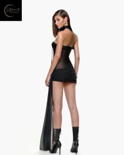 Erotisch Mesh Jurkje Dames – Sexy Lingerie Jurk – Sexy Lingerie Dames – Lingerie Erotisch – Transparante Clubwear – Luxe Gala & Festival Jurkje – Boudoir Look – Kinky BDSM Outfit – Verleidelijk Mesh Dress – High End – Dare to Undress – M, L — thumbnail 4