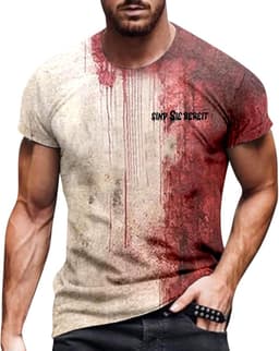 Heren Halloween T-shirt - Grafisch T-shirt - Feestkleding - Oversized Print - One Size - Zwart — thumbnail 5