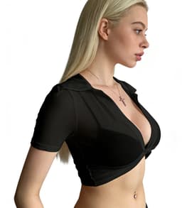 Transparante mesh crop-top - Doorschijnend - Korte Mouwen — thumbnail 2