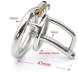 Peniskooi met dilator en slot - Metaal - ring 45mm - dilator 8mm - Incl. sleutels — thumbnail 2