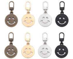 Dailygoods- Ritssluitingtrekker Afneembaar - Set van 8 - Smiley-gezicht - Duurzaam - Kledingaccessoires - Kleurrijk ontwerp - Ritsschuiver