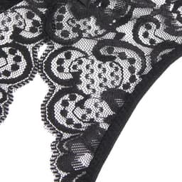 Zeloria Kant Open Kruis Dames Slip – Sexy Lingerie String Bandjes – Zwart – XL — thumbnail 3