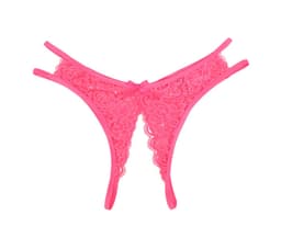 Zeloria Kant Open Kruis Dames Slip – Sexy Lingerie String Bandjes – Roze – L — thumbnail 5
