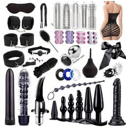 Oneay BDSM bondage 38-delige set, hoogwaardige seksspeelgoedset voor stellen, SM-set voor volwassenen, anale inserter voor man en vrouw, penisring, handboeien bondage SM-set, seksspeelgoed — thumbnail 1