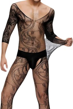 LekkerStout Heren Catsuit - Open Kruis - Zwart - Sexy Herenlingerie | S-L | ( LS214 ) — thumbnail 1