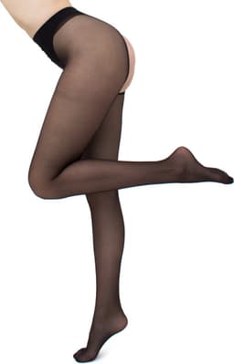 Giulia - Intimo Plus licht glanzende 20den Sheer Panty met open kruis - Zwart - L — thumbnail 8