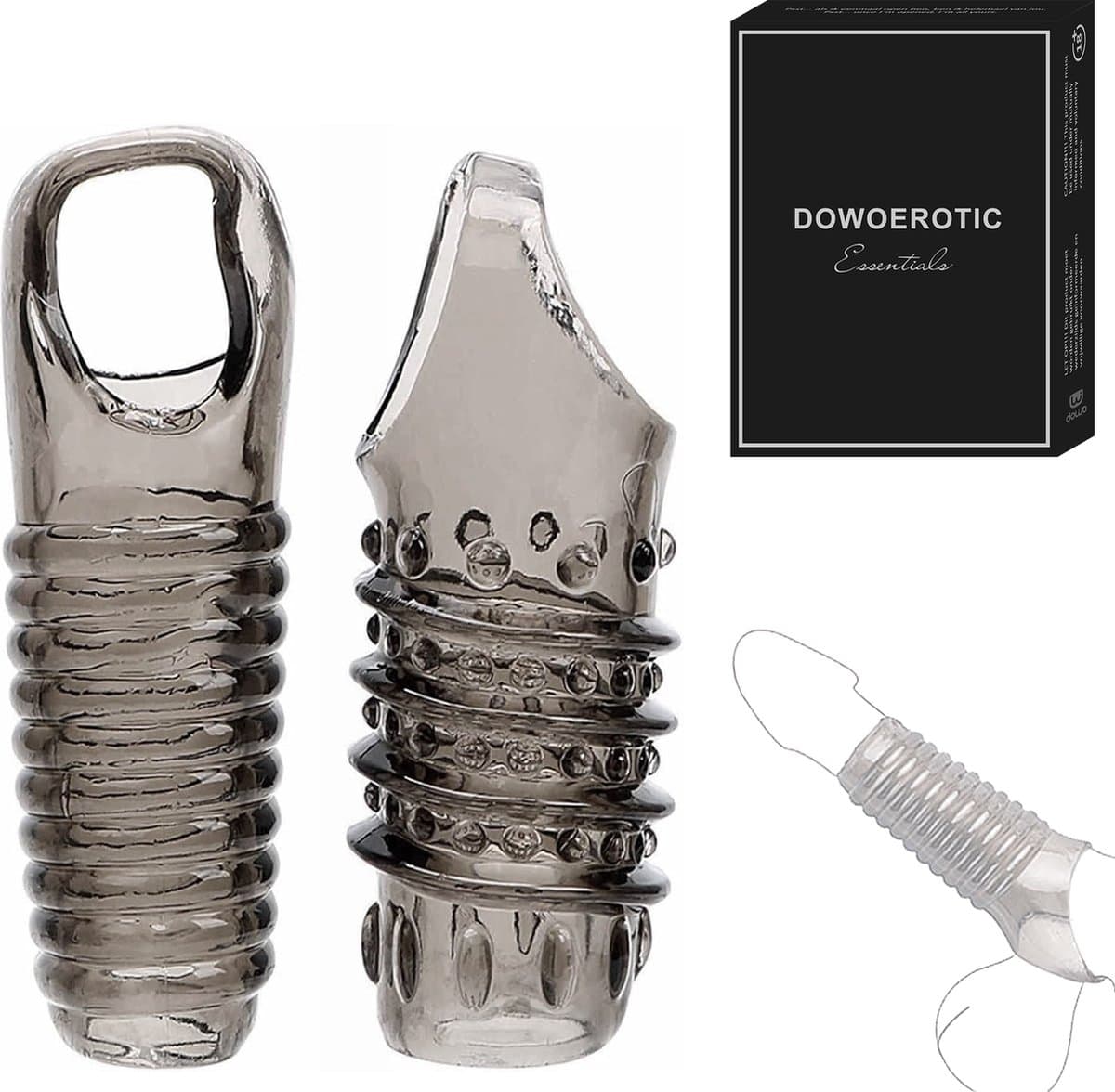 DOWO® - Penis Sleeve- Cockring - Seksspeeltje voor Koppels - Met Opening Voor de Balzak - Met Structuur - 2 Stuks — afbeelding 1