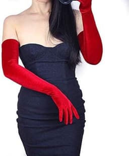 Lange avondhandschoenen Satijnen elleboog Bruidskostuum Bruiloftsfeest Operahandschoenen Stijl voor dames, rood — thumbnail 1