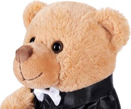 Bruidspaar Knuffels - Teddyberen Set - Cadeau Huwelijk - Elegante Pakken - 25 cm Hoog - Bruin en Zwart — thumbnail 5