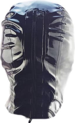 BNDGx® -100% Latex Masker ogen mond open - Anoniem Erotiek - Extreme BDSMsm fetish Rollenspel kleding Zwart nek ring — thumbnail 2