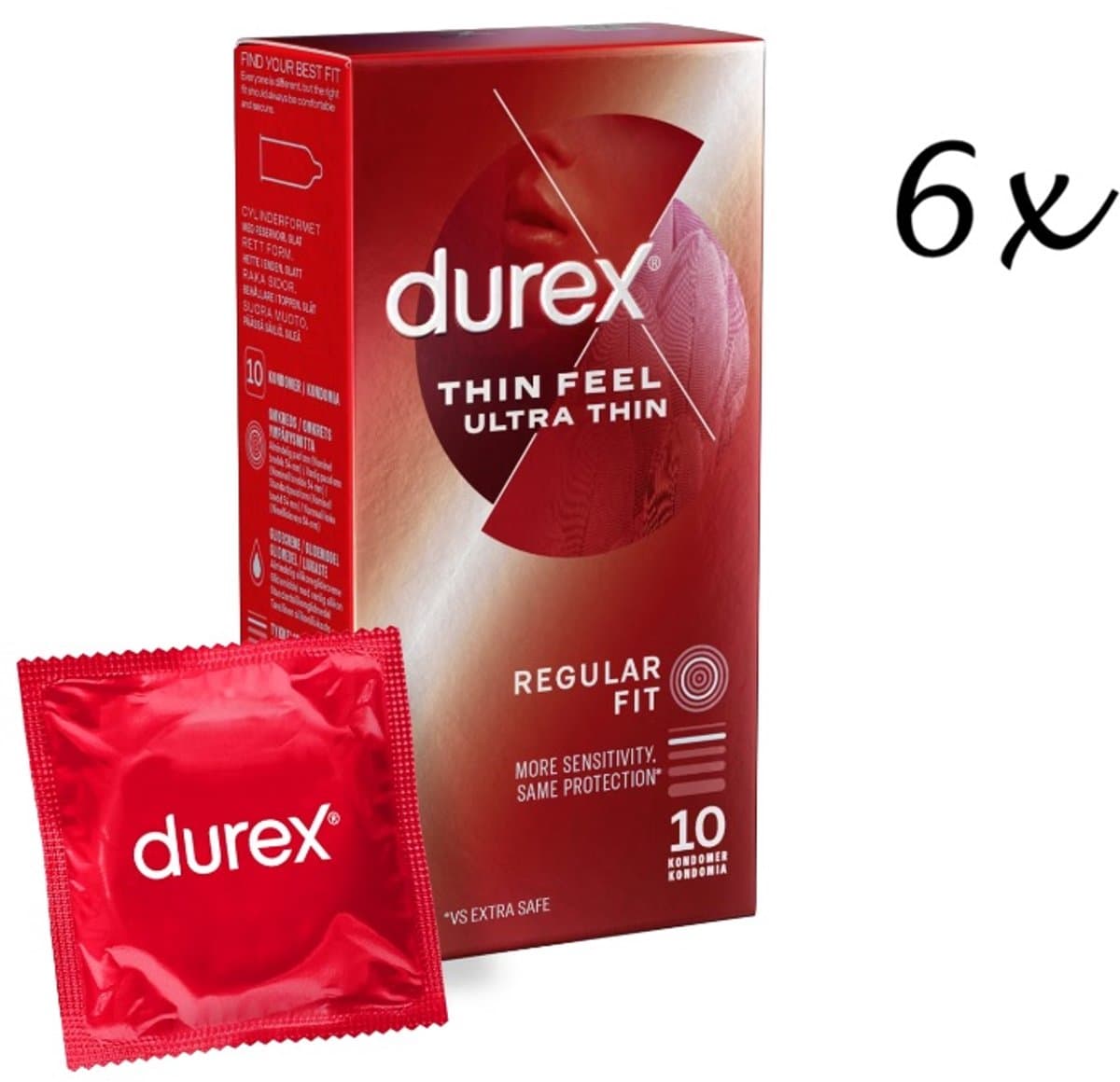 Durex Condooms – Thin Feel Ultra (Extra Dun) - 60 Stuks (6 x 10st) – Discreet en Stevig Verpakt — afbeelding 1