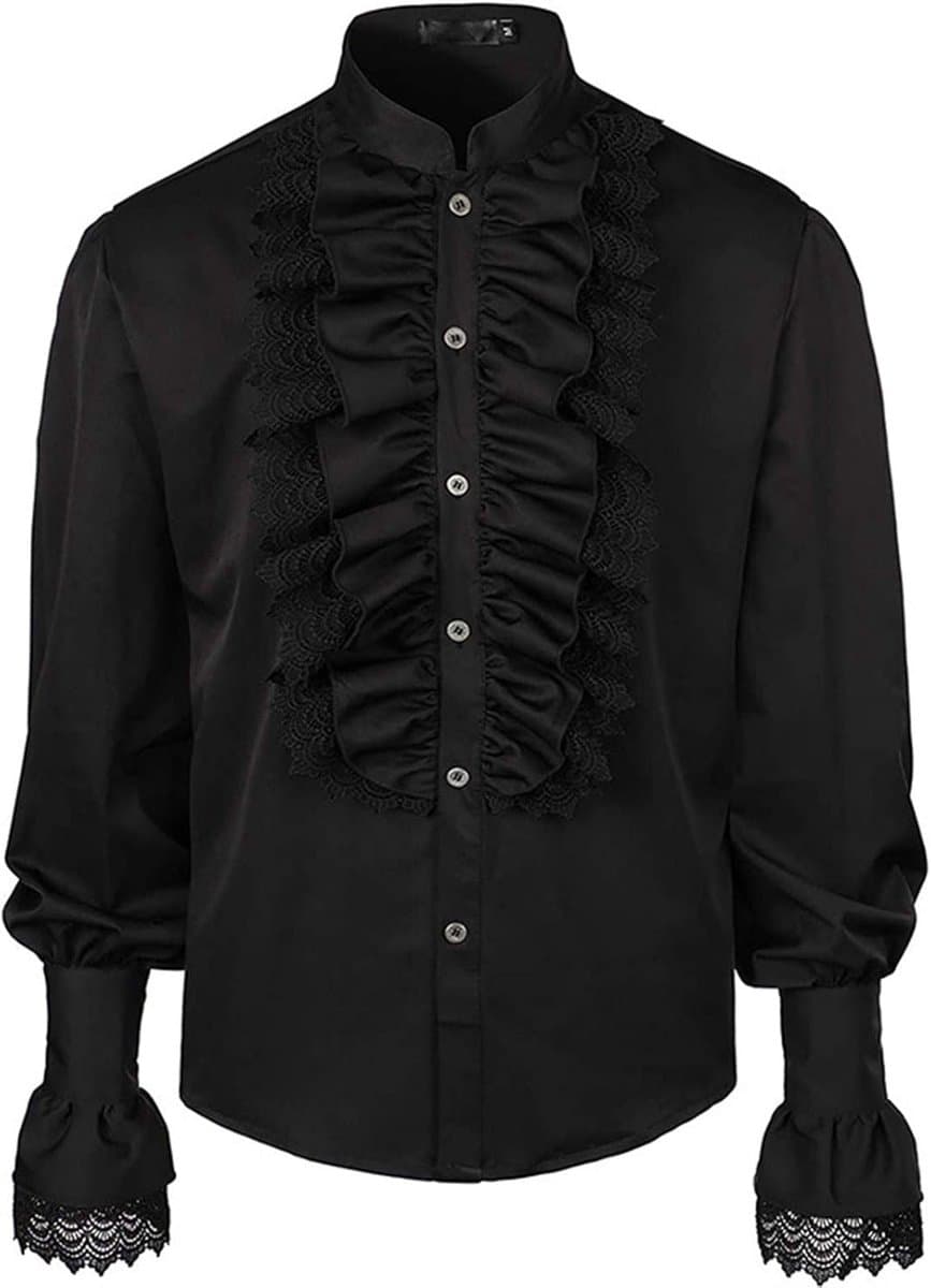 Heren Shirt - Renaissance Blouse - Theatrale Kleding - Ruches en Kant - Raadpleeg Maattabel — afbeelding 1