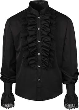 Heren Shirt - Renaissance Blouse - Theatrale Kleding - Ruches en Kant - Raadpleeg Maattabel — thumbnail 1
