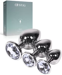 Metalen Buttplugs voor mannen en vrouwen - Erotiek & Seksspeeltjes - Buttplug Set 3-Delig - Anale speeltjes & Butt Plug - Wit — thumbnail 1