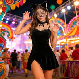 Cattenoren Set Dames met Halsband en Tattoeage voor Carnaval en Cosplay — thumbnail 5