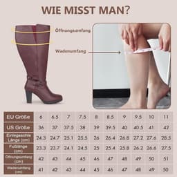Dameslaarzen in grote maten met brede schacht en hoge hak — thumbnail 2