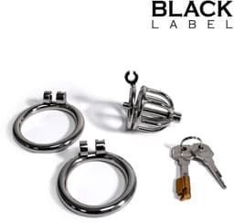 Black Label - The Knob Maker Chastity Cage - RVS Verwisselbare ringen — thumbnail 3