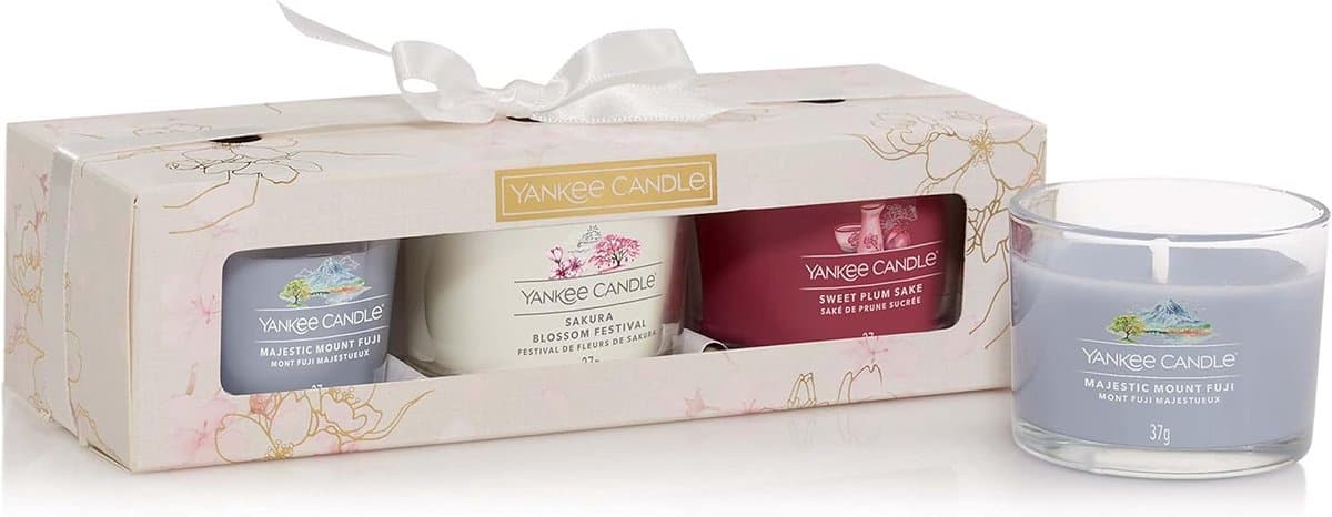 Cadeau Geschenkset met 3 Geurende Votiefkaarsen | Sakura Blossom Festival Collectie — afbeelding 1