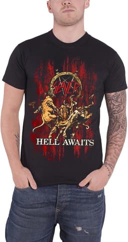 Zwart Heren T-Shirt met Metal Band Logo - Hell Awaits Print — thumbnail 1