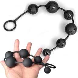 Quick Relief Anal Beads™ - Anale Kralen + 150ml Glijmiddel - Anaalketting - Sex Toys - Buttplug - Vaginale Ballen - Siliconen - 40 cm lang - Zwart — thumbnail 5