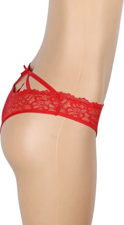 Zeloria Kanten Slip met Open Kruis en Strikdetail – Rood – Dames Lingerie Slip met Bandjes – XL — thumbnail 7