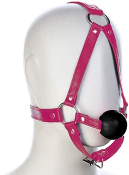 Gag Bal - Roze Harnas - Verstelbaar - PU Leer — thumbnail 4