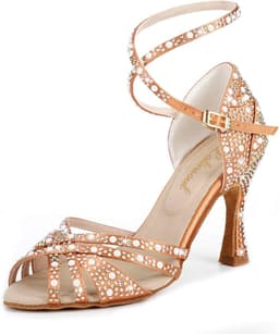 Dames Latin dansschoenen met kristallen hoge hak voor ballroom en salsa — thumbnail 1