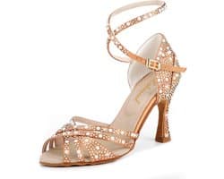 Dames Latin dansschoenen met kristallen hoge hak voor ballroom en salsa