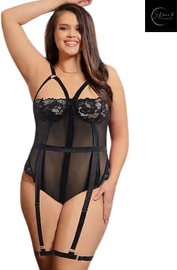 Plus Size – Sexy Lingerie Body – Luxe Lingerie – Classy – Kant – Erotische Lingerie – Bodysuit – Strapless – Jarretelset – Lingerieset – Kinky – Erotische Body – Shapewear Corset – Strappy Harnas – Top – Dare to Undress Maat S, M, L, XL, XXL, 3XL/4XL — thumbnail 9