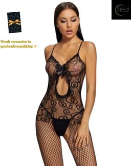 Sexy Lingerie – Erotische Catsuit – Lingerie Erotisch – Lingerie Sexy Setje – Kant – Open Rug – Dames lingerie – Erotische verleidelijke Bodystocking – Kinky – One Size – Dare to Undress — thumbnail 2