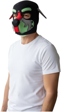 Honden Masker Rood Groen Zwart – Puppy Play Masker – Verstelbaar & Comfortabel – Uniseks BDSM Accessoire – Kinky Pleasure® — thumbnail 3