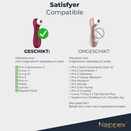 Magnetische Oplaadkabel - Vibrator Oplader - Satisfyer Compatibel o.a. Pro 2 Generation 3, Curvy, Pro 3, Pro 4+, Vibes, Luxury - Wit — thumbnail 3