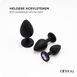 OHYES 3-Delige Siliconen Buttplug Set – Anal Butt Plug – Seks Toys voor Mannen & Vrouwen – Anale Seksspeeltjes - Buttplugs Anaal Speeltje met Diamanten - Lila — thumbnail 5