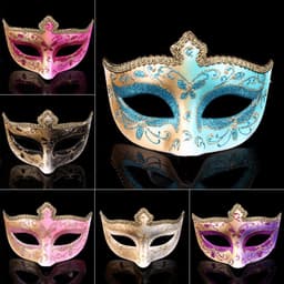 Gemaskerd bal kant masker taart helft gezicht dames dragen masker, 1 stuk, paars — thumbnail 2