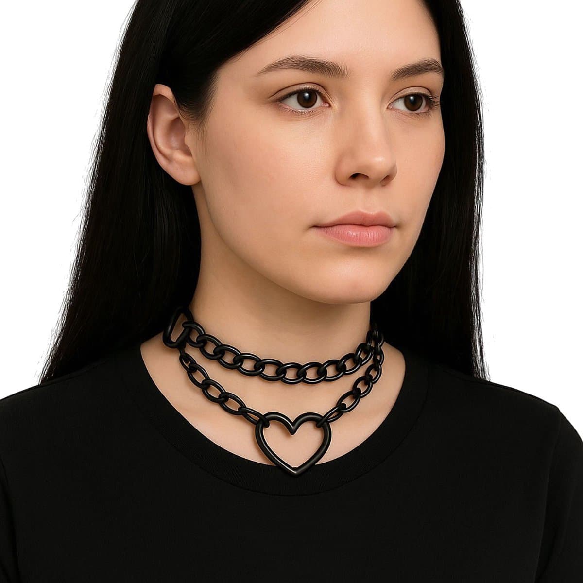 BDSM Halsband Black - Choker - Verstelbaar - One size - Hartje - Ketting — afbeelding 1