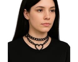 BDSM Halsband Black - Choker - Verstelbaar - One size - Hartje - Ketting