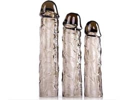 TRY. Tripple Sleeve™ - Penis Sleeve - Set van 3 Penis Sleeves - Verlengend - Verdikkend - Extra Stimulatie - Cockring - Transparant