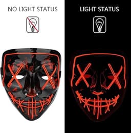 Led Halloween Masker, 2025 Upgrade Led Purge Mask, Glitter in Het Donker, Griezelig Masker met 4Verlichtingsmodi voor Halloween — thumbnail 2