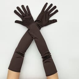 Lange dames handschoenen - extra lange satijnen stretch satijnen handschoenen - vintage feest dameshandschoenen - bruidshandschoenen - geschikt voor bruiden bruiloft opera theekransje — thumbnail 4