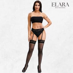 Elara Evelora – Sexy Jarretel Gordel met Kousen – 2-Delige Lingerieset – Verleidelijke Netkousen met Kant – S t/m XL – Dames Lingerie — thumbnail 5