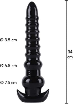 Lusty Anale Zwarte Geribbelde Dildo - Extreme Anale Trainer — thumbnail 4
