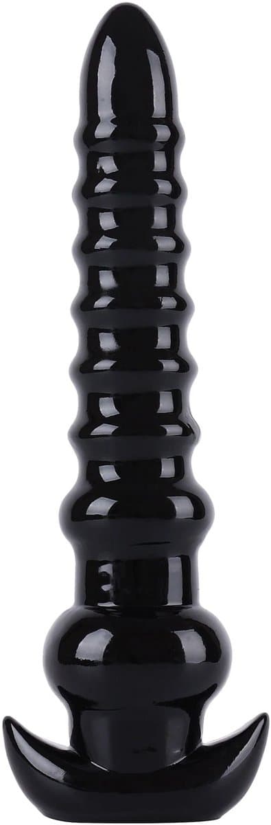 Lusty Anale Zwarte Geribbelde Dildo - Extreme Anale Trainer — afbeelding 1