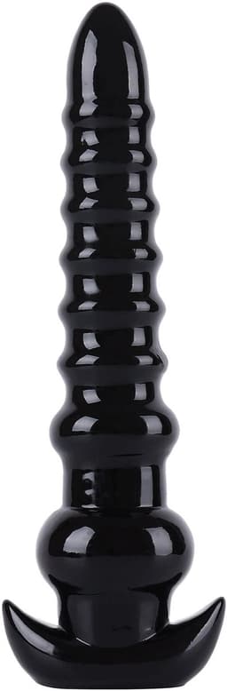 Lusty Anale Zwarte Geribbelde Dildo - Extreme Anale Trainer — thumbnail 1