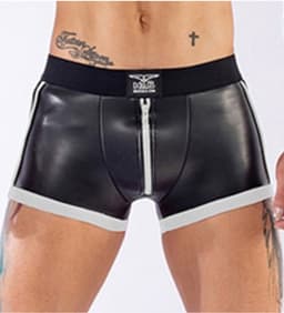 Mister B Neoprene Pouch Shorts Black White - XS — thumbnail 1